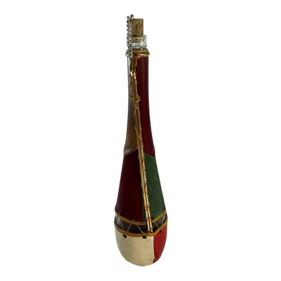 Vintage Spanish Leather Clad Decorative Wine Bottle Decanter Cork Stopper Chain - Picture 6 of 10